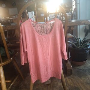 Salmon colored lace T-shirt